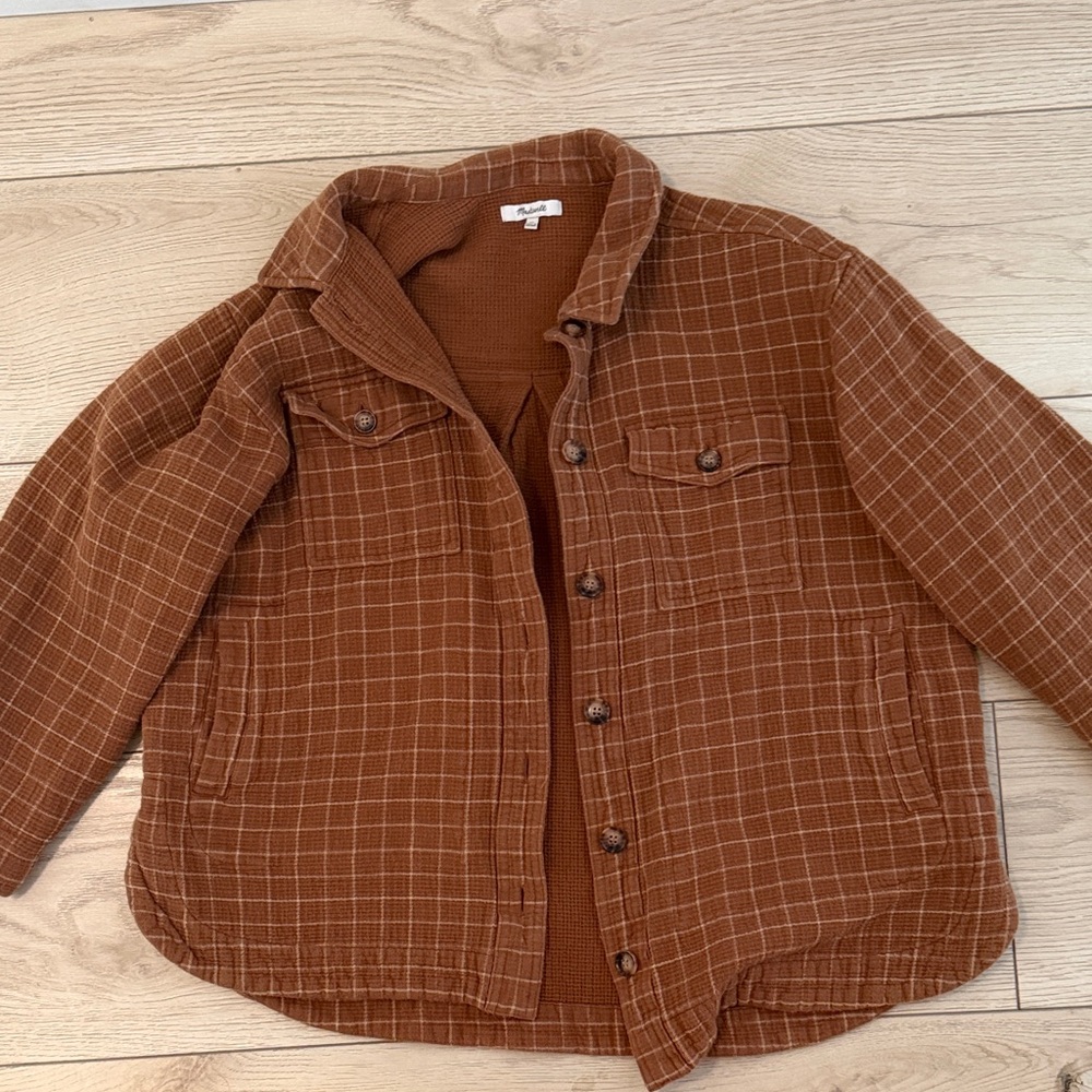 Madewell Rust Brown Plaid Button-Up Shacket